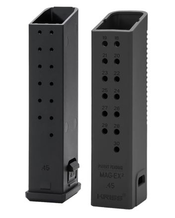 Kriss USA KVAMX2K45BL00 Mag-Ex2 Extension Kit Extended 45 ACP 30 Compatible w/ Glock 21 Gen3-5 13rd Magazines Black Polymer