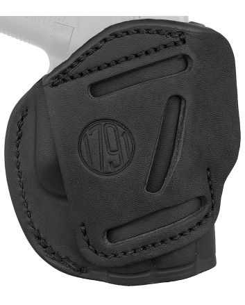 1791 Gunleather 4WH2SBLL 4-WayIWB/OWB Size 02 Stealth Black Leather Belt Clip Compatible w/Ruger LCP/S&amp;W Bodyguard/Glock 42/43/43X Left Hand