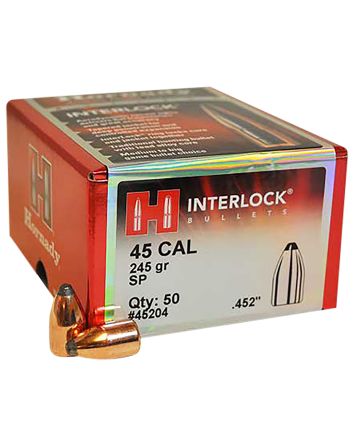Hornady 45204 InterLock45 Cal .452 245 gr Spire Point 50 Per Box/ 15 Case