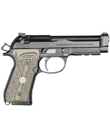 Wilson Combat BER92BRIG9 92G Brigadier Tactical 9mm Luger 15+1 4.70" Target Crown Steel Barrel, Black Serrated Steel Slide, Black Steel Frame w/Picatinny Rail, Dirty Olive G10 Grip, Ambidextrous