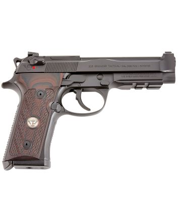 Wilson Combat BER92VT9 92G Vertec/Brigadier Tactical 9mm Luger Caliber with 4.70" Barrel, 15+1 Capacity, Overall Black Finish Steel, Picatinny Rail Frame, Serrated Slide &amp; Black Cherry G10 Grip