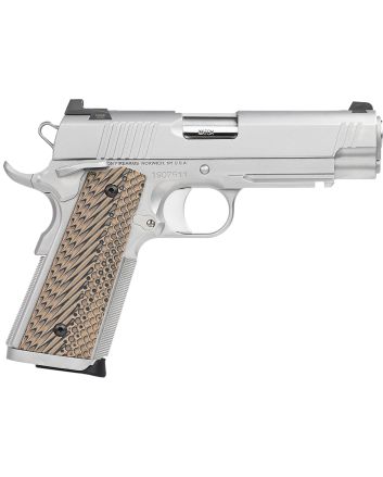 Dan Wesson 01809 Specialist Commander 45 ACP 8+1 4.25" Stainless Steel Barrel, Bead Blasted Serrated Stainless Steel Slide &amp; Frame w/Beavertail &amp; Picatinny Rail, Black/Brown G10 Grip, Ambidextrous