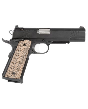 Dan Wesson 01806 Specialist9mm Luger 10+1 5" Stainless Steel Barrel, Black Duty Serrated Stainless Steel Slide &amp; Frame w/Beavertail &amp; Picatinny Rail, Black/Brown G10 Grip, Ambidextrous