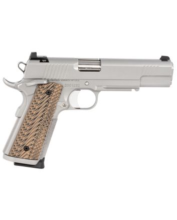 Dan Wesson 01807 Specialist9mm Luger 10+1 5" Stainless Steel Barrel, Bead Blasted Serrated Stainless Steel Slide &amp; Frame w/Beavertail &amp; Picatinny Rail, Black/Brown G10 Grip, Ambidextrous