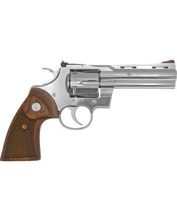 Colt Mfg PYTHONSP4WTS Python38 Special/357 Mag 6 Shot 4.25" Stainless Vent Recessed Target/Vent Rib Barrel, Cylinder &amp; Frame, Walnut w/Colt Medallion Grip