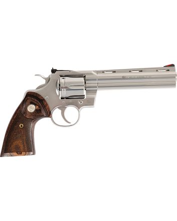 Colt Mfg PYTHONSP6WTS Python38 Special/357 Mag 6 Shot 6" Stainless Vent Recessed Target/Vent Rib Barrel, Cylinder &amp; Frame, Walnut w/Colt Medallion Grip