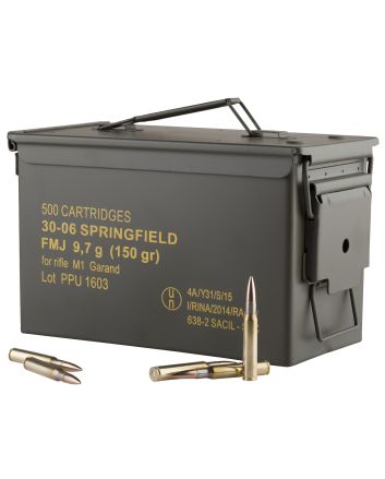 PPU PP3006GMC Standard Rifle30-06Springfield 150gr Full Metal Jacket/500rds *Sold by Case *Includes Metal Can