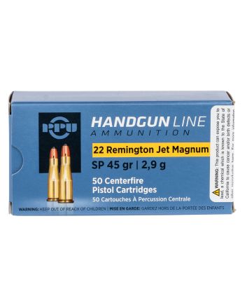 PPU PPH22RJ Handgun22RemJetMag 45gr Soft Point 50 Per Box/10 Case