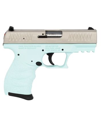 Walther Arms 5082512 CCP M2 380 ACP 8+1, 3.54" Stainless Steel Barrel, Serrated Stainless Steel Slide, Angel Blue Polymer Frame w/Picatinny Rail, Angel Blue Finger Grooved Grip, Manual Thumb Safety