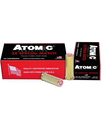 Atomic Ammunition 449 Match Precision Craft 38Special 148gr Hollow Base Wadcutter 50 Per Box/10 Case