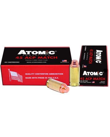 Atomic Ammunition 448 Match Precision Craft 45ACP 185gr Semi Wadcutter 50 Per Box/10 Case
