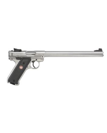 Ruger 40174 Mark IV Target 22 LR 10+1 10" Overall Satin Stainless Steel Bull Barrel, Slide &amp; Satin Aluminum Frame, Black Checkered Polymer Grips