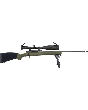 Mossberg 28122 Patriot Night Train 300 Win Mag Caliber with 3+1 Capacity, 24" Barrel, Matte Blued Metal Finish, OD Green Stock Right Hand Includes 6-24x50mm Scope &amp; Bipod