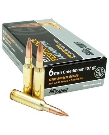 Sig Sauer E6MMCM220 Marksman Elite6mm Creedmoor 107 gr Open Tip Match 20 Per Box/ 10 Case