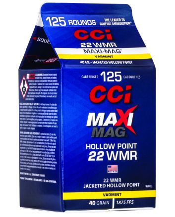 CCI 920CC Maxi-Mag Rimfire 22WMR 40gr Jacketed Hollow Point 125 Per Box/10 Case