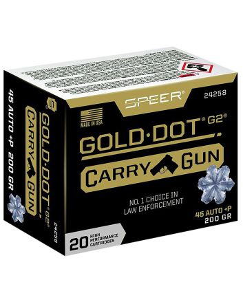 Speer 24258 Gold Dot Carry Gun 45ACP+P 200gr Hollow Point 20 Per Box/10 Case