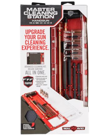 Real Avid AVMCSP Master Cleaning Station Pistol .22/9mm/.357/.38/.40/.45 Cal Bronze, Nylon
