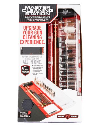 Real Avid AVMCSU Master Cleaning Station Universal Rifle/Shotgun Bronze/Nylon Bristles Black/Red