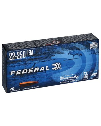 Federal V22250VM2 Varmint &amp; Predator22-250Rem 55gr Hornady V-Max 20 Per Box/10 Case
