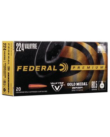 Federal GM224VLKBH2 Premium Gold Medal 224Valkyrie 80.5gr Berger Open Tip Match 20 Per Box/10 Case
