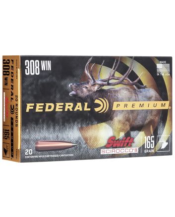 Federal P308SS1 Premium308Win 165gr Swift Scirocco II 20 Per Box/10 Case
