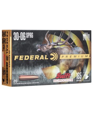 Federal P3006SS1 Premium30-06Springfield 165gr Swift Scirocco II 20 Per Box/10 Case