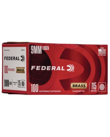 Federal WM51991 Champion Training 9mmLuger 115gr Full Metal Jacket 100 Per Box/5 Case