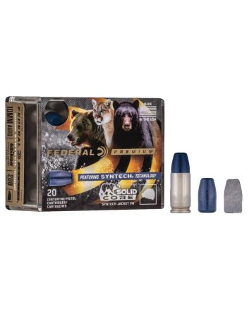 Federal P10SHC1 Premium10mmAuto 200gr Solid Core Synthetic Flat Nose 20 Per Box/10 Case