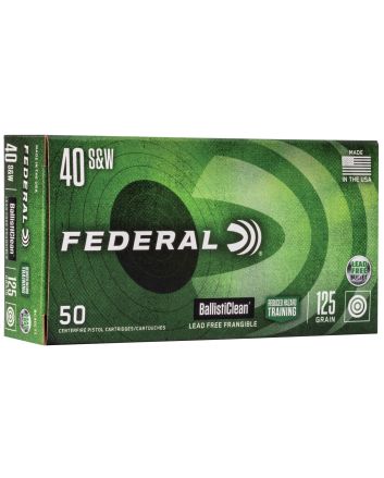 Federal BC40CT1 BallistiClean Reduced Hazard Training 40S&amp;W 125gr Lead Free Frangible 50 Per Box/20 Case