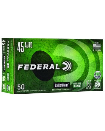 Federal BC45CT1 BallistiClean Reduced Hazard Training 45ACP 155gr Lead Free Frangible 50 Per Box/20 Case