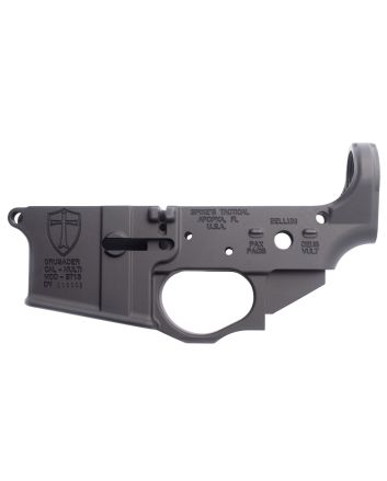 Spikes STLS022 Crusader Stripped Lower Receiver Multi-Caliber 7075-T6 Aluminum Black Anodized for AR-15