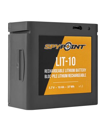 Spypoint 05558 LIT-10 Rechargeable Lithium Battery PackBlack 3.7 Volts 10,000 mAh Fits LINK-MICRO/LINK-MICRO-LTE/LINK-MICRO-S-LTE/CELL-LINK