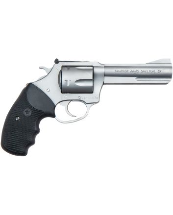 Charter Arms 73542 Mag Pug Target Large 357 Mag, 5 Shot 4.20" Matte Stainless Steel Barrel, Cylinder &amp; Frame w/Black Finger Grooved Rubber Grip