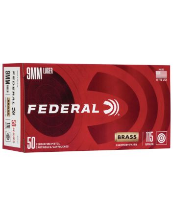 Federal WM5199 Champion Training 9mmLuger 115gr Full Metal Jacket 50 Per Box/20 Case