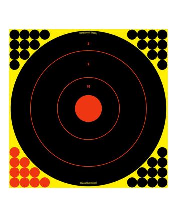 Birchwood Casey 34170 Shoot-N-C Reactive Target Self-Adhesive Paper Black/Yellow/Red 17.25" Bullseye 100 Pack