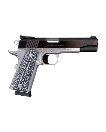 Colt Mfg O1072CS Custom Competition 9mm Luger 9+1 5" Stainless National Match Barrel, Blued Serrated Steel Slide, Stainless Steel Frame w/Beavertail, Black/Gray Scalloped G10 Grip, Ambidextrous