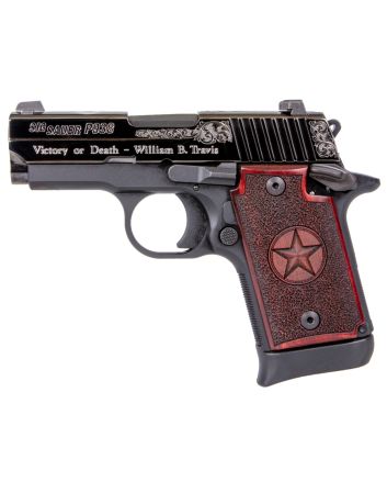 Sig Sauer 9389TXSAMBI P938 Texas Engraved Silver 9mm Luger 3" 7+1 Black Aluminum Frame Black Nitron Stainless Steel with Silver Accents Slide Redwood Grip Night Sights