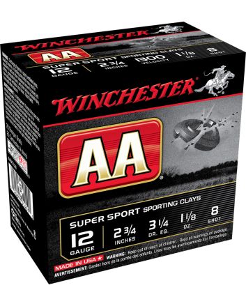 Winchester Ammo AASC128VP AA Sporting Clay 12Gauge 2.75" 1 1/8oz 8Shot 100 Bx/2 Case *Value Pack