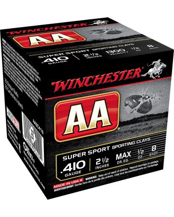 Winchester Ammo AASC418VP AA Sporting Clay 410Gauge 2.50" 1/2oz 8Shot 100 Per Box/5 Case