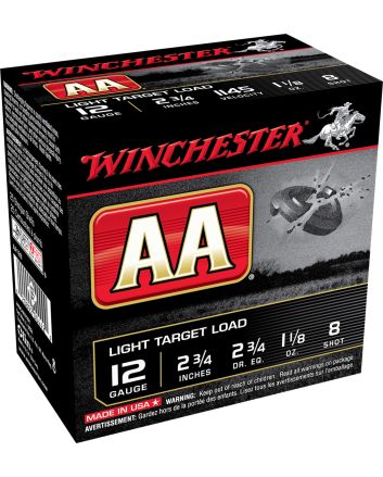 Winchester Ammo AA128VP AA Light Target 12Gauge 2.75" 1 1/8oz 8Shot 100 Bx/2 Case *Value Pack