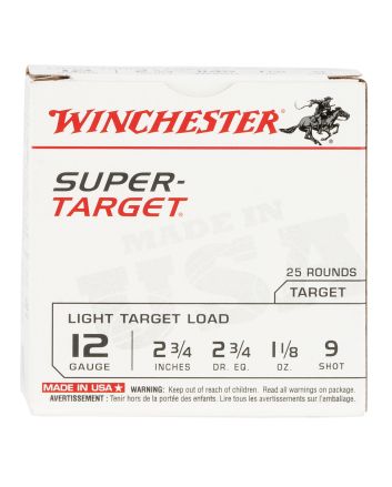 Winchester Ammo TRGT129 Super-Target Light Target 12Gauge 2.75" 1 1/8oz 9Shot 25 Per Box/10 Case
