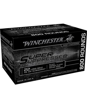 Winchester Ammo SUP22LRB Super Suppressed22LR 45gr Black Copper Plated Round Nose 800 Per Bx/2 Case *Bulk