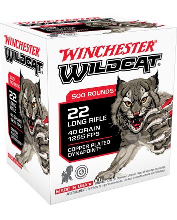 Winchester Ammo WW22LRB Wildcat22LR 40gr Copper Plated DynaPoint 500 Per Box/10 Case *Bulk