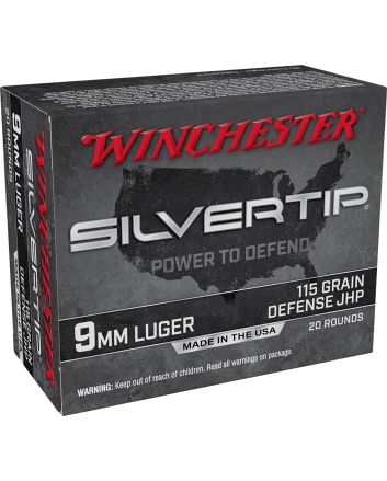 Winchester Ammo W9MMST Silvertip9mmLuger 115gr Silvertip Jacket Hollow Point 20 Per Box/10 Case