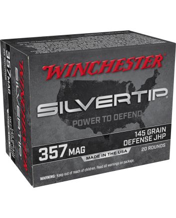 Winchester Ammo W357ST Silvertip357Mag 145gr Silvertip Jacket Hollow Point 20 Per Box/10 Case