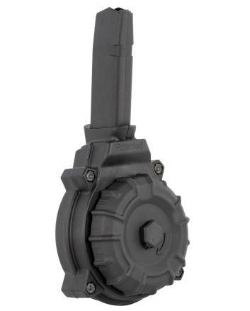 ProMag DRMA20 Standard50rd Drum 9mm Luger Compatible w/Glock 43X/48 Black DuPont Zytel Polymer