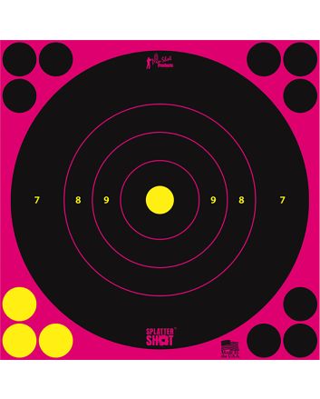 Pro-Shot 8BPINK6PK SplatterShotSelf-Adhesive Paper Black/Pink 8" Bullseye 6 Pack