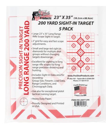 Pro-Shot RSI200YT5PK SplatterShot Sight-In Diamond Hanging Heavy Paper 200 yds 23" x 35" White/Red 5 Pack