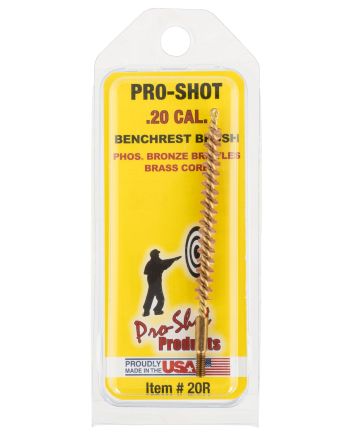 Pro-Shot 20R Bore Brush.20/ .204 Cal Rifle #5-40" Thread Bronze Bristles Brass Core