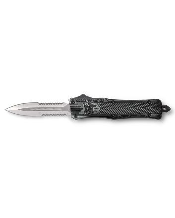 CobraTec Knives SSWCTK1SDAG2SS CTK-12.75" OTF Part Serrated D2 Steel Blade/Stonewashed Aluminum Handle Features Glass Breaker Includes Pocket Clip